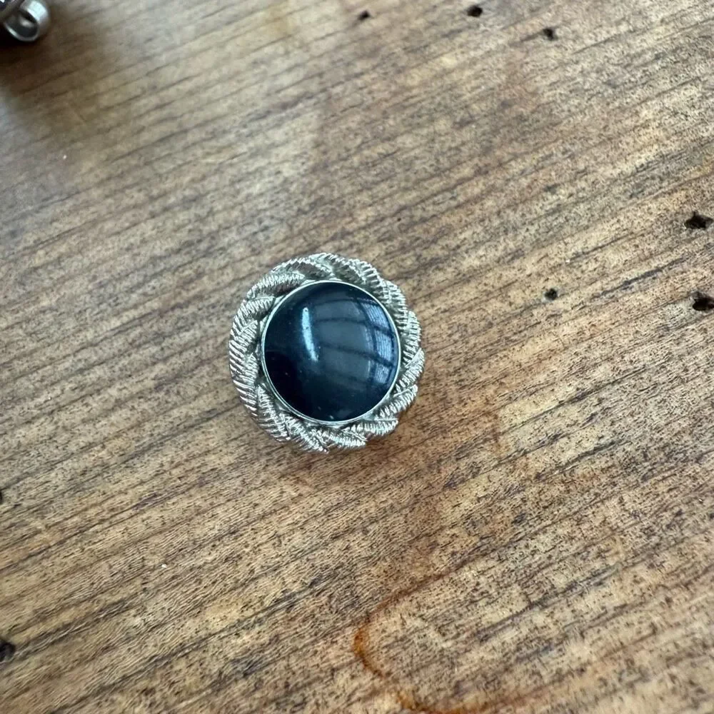 9 Vintage Ungaro Midnight Blue Silver Tone Buttons